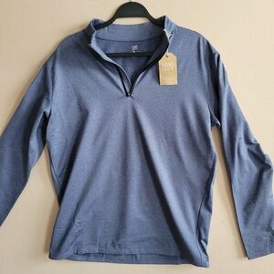 Fort Isle Quarter Zip Blue 1/4 Zip Poly/Spandex Golf Shirt Running Size L NWT‎